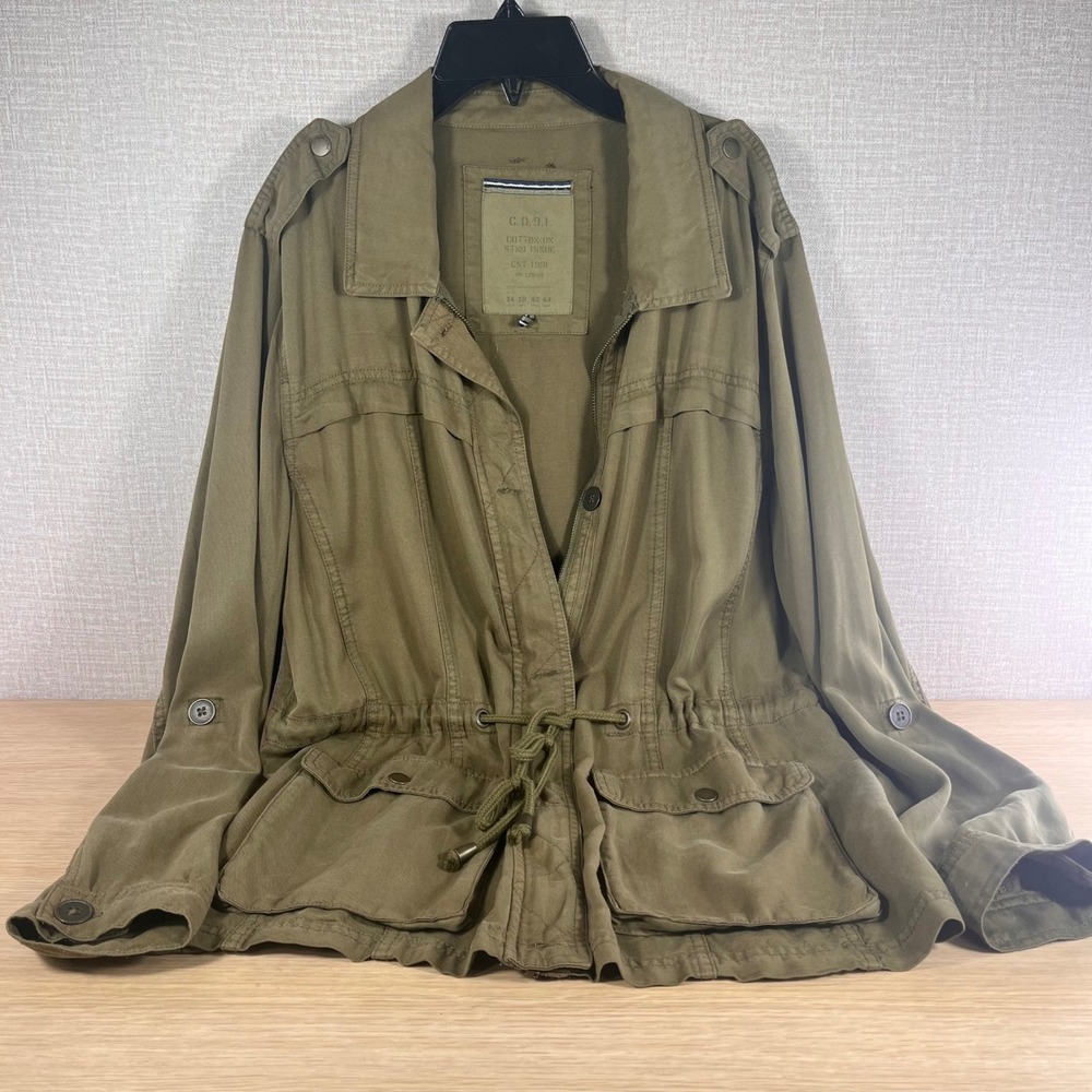 Cotton On CO:91 Womens US 10 Olive Utility Jacket Military Safari Boho Lyocell